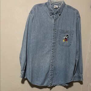 Disney Vintage Denim Blue Shirt with Embroidered Design